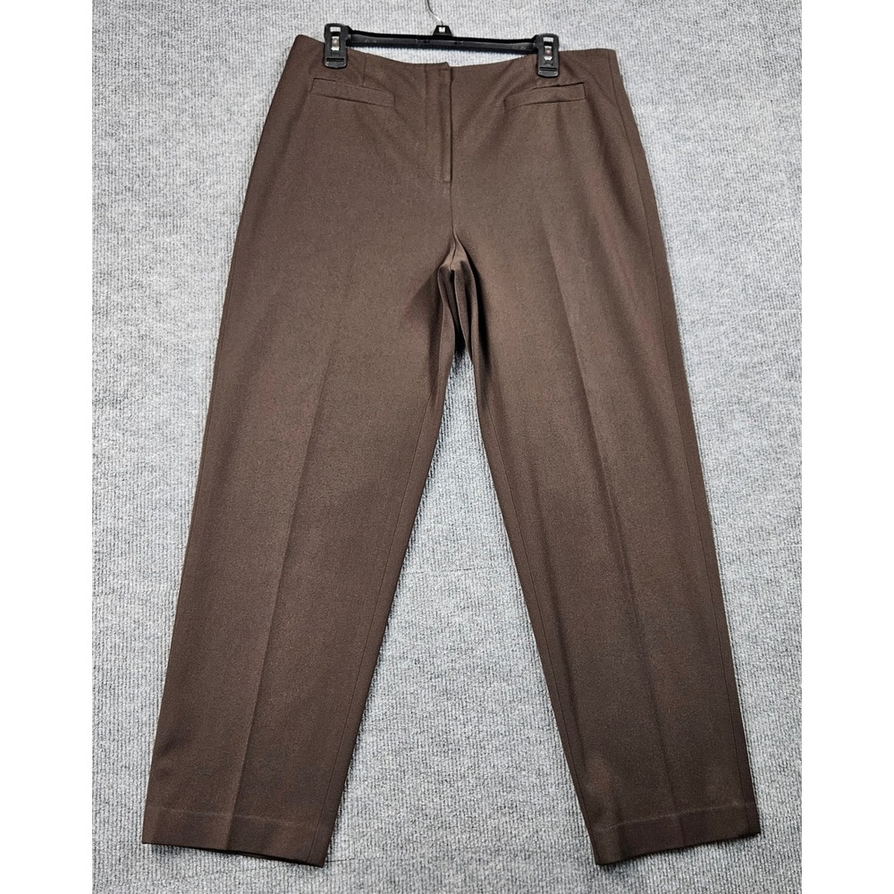 Talbots Petites Women 12 Brown Stretch Straight Leg Dress Pants Trousers Work